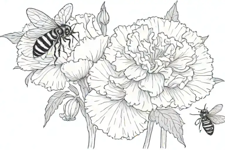 Carnation With Bee