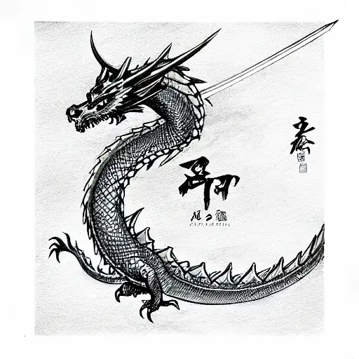 Katana And Dragon