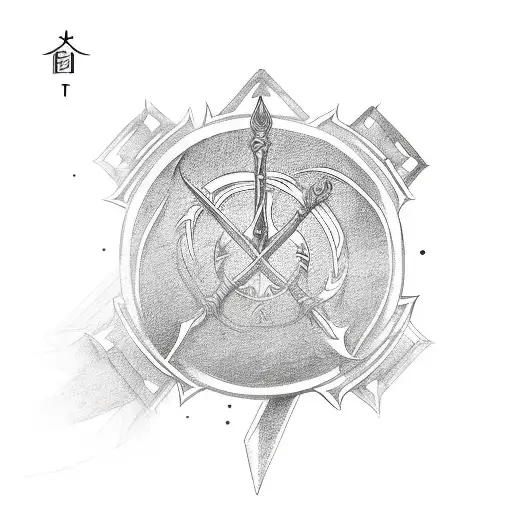 3 Swords Crossing With Symbol In The Middle