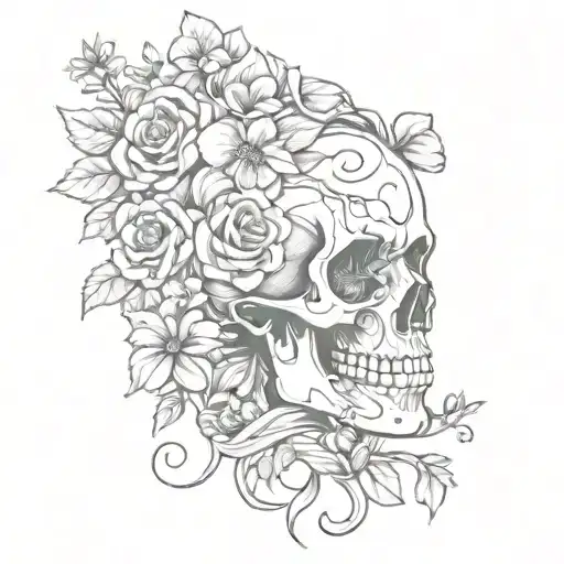 Female Skull With Flowers