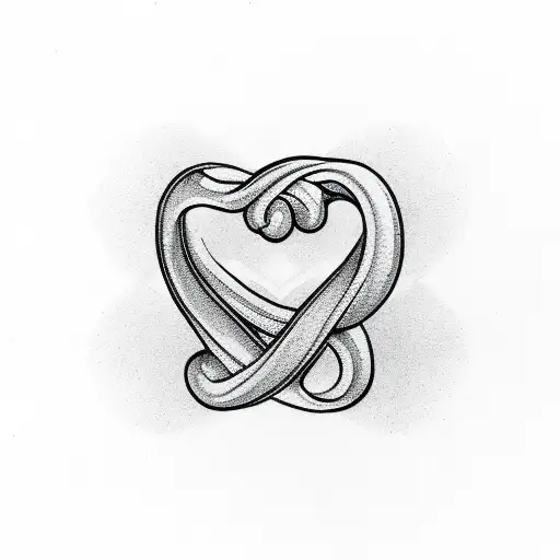 Simple Line Infinity Sign With 4 Hearts