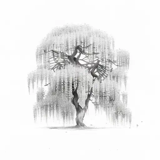 Wisteria Tree Over A Pond