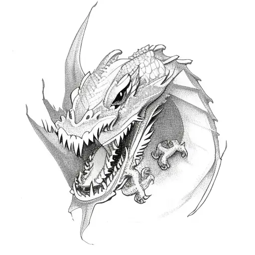 Dragon With With Stereo Flowers