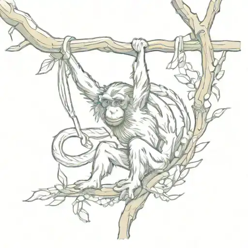 Monkey Hanging From A Branch