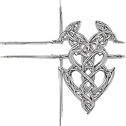 Celtic Cross Intertwined Hearts