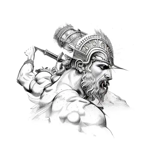 Greek Mythology Warrior With Rome In The Background