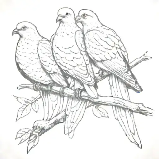Three Doves Perched