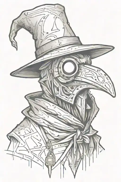 Grafitti Style Plague Doctor Seen Front Facing