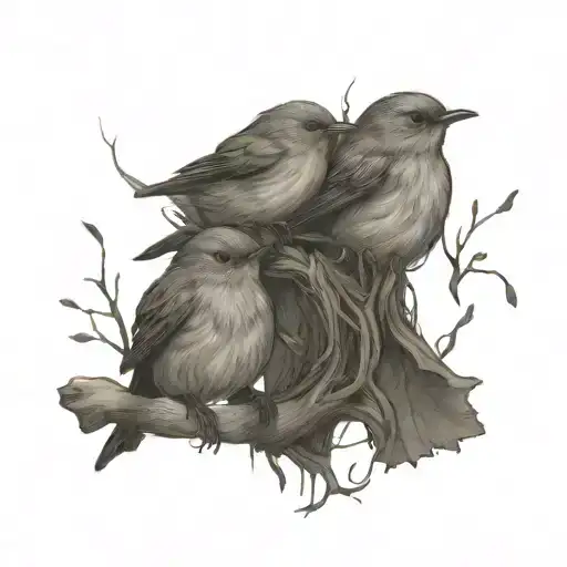 Three Robins On Vine