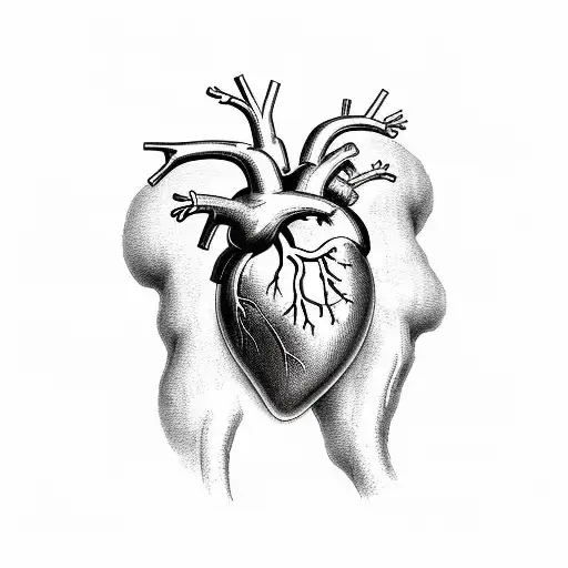 Anatomical Heart With Cloud Outline