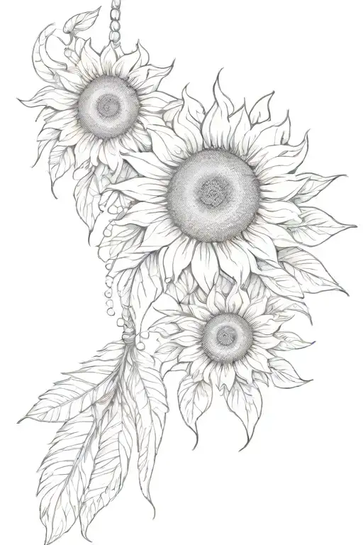 Sunflower And Feathers Hanging