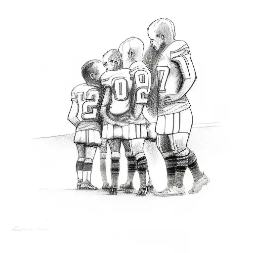 A Sketch Of A Family Watching A Gaelic Football Game In A Haunted Stadium