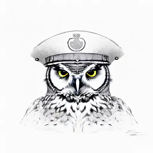 Owl Wearing A Military Intelligence Hat