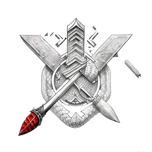 Kunai Wit A Chein At The Top With A Snake Around It And Sakura Fwollers Aroud It