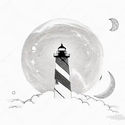 Lighthouse With A Moon In The Background