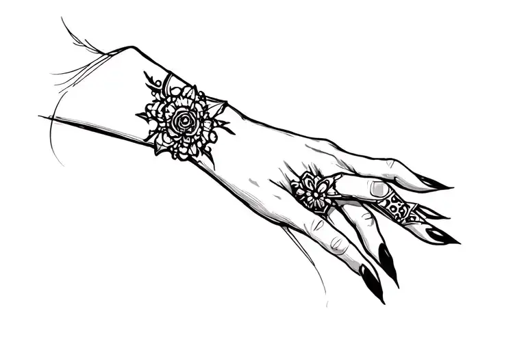 Gothic Witchy Micro Tattoos For Hand And Fingers