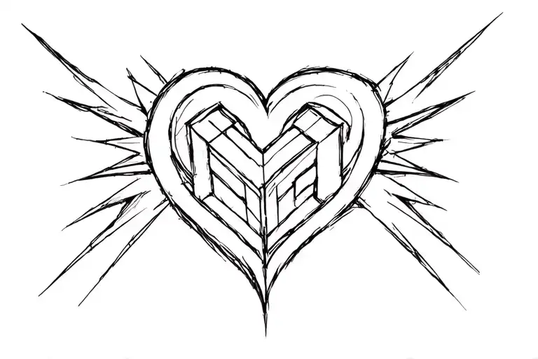 Sykkube Symbol With Heart Sharp Lines And Patterns