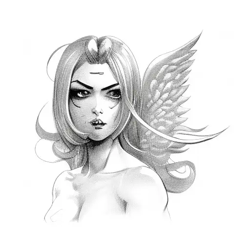 Female Angel With Gun