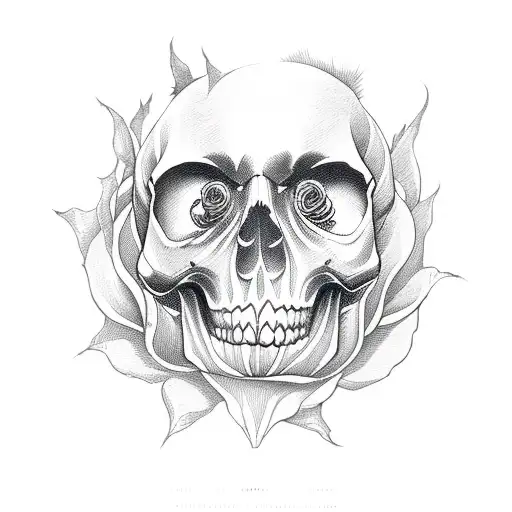 Burning Rose With Burning Skull Hand