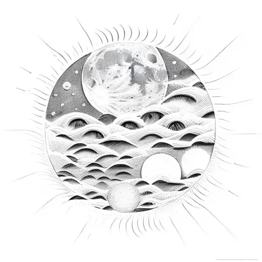 Moon And Sun Waves In A Box
