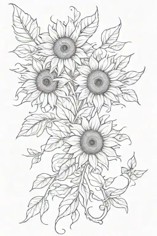 Sunflower Vine And Feathers