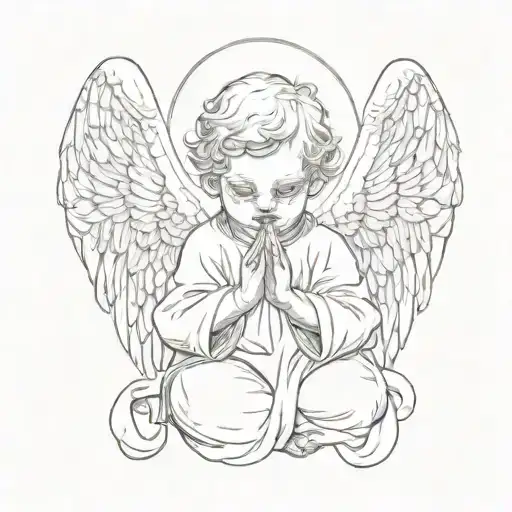Baby Angel With Wings And Clown Face Praying With Tears Coming Down