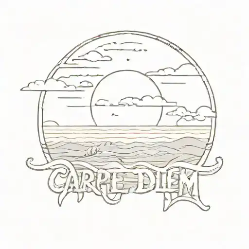 Sunset Over The Ocean With The Words Carpe Diem Underneath It