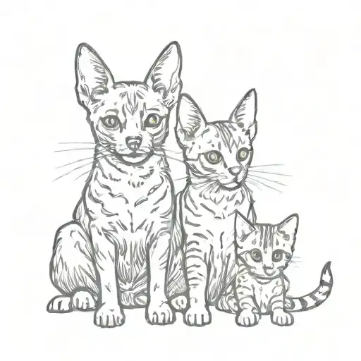 Min Pin And Tabby Cat
