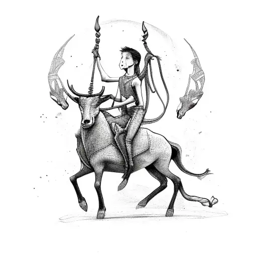 Boy And Girl Riding A Capricorn