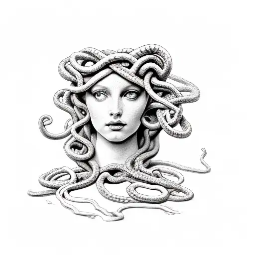 Classically European Pretty Medusa With Thick Snakes Portrait