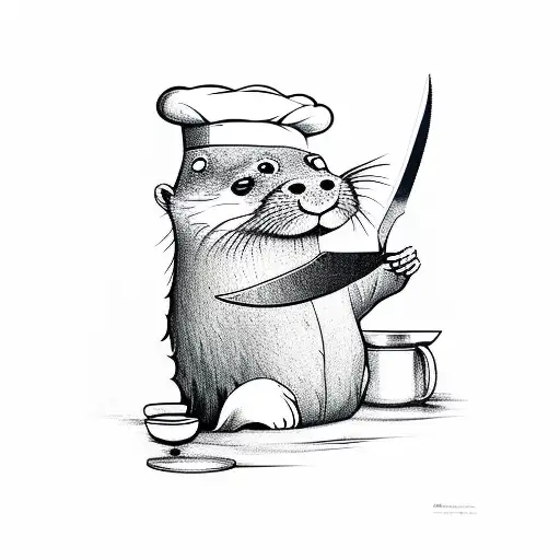 Otter Chef With Large Knife