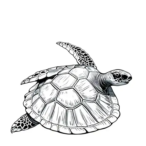 Sea Turtle With Grand Cayman Island On The Shell Pattern