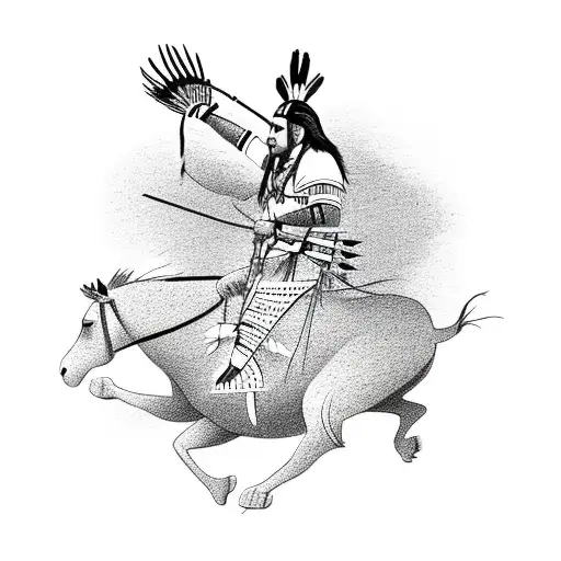 A Native American Chief Riding A Horse In A Desert Sunset