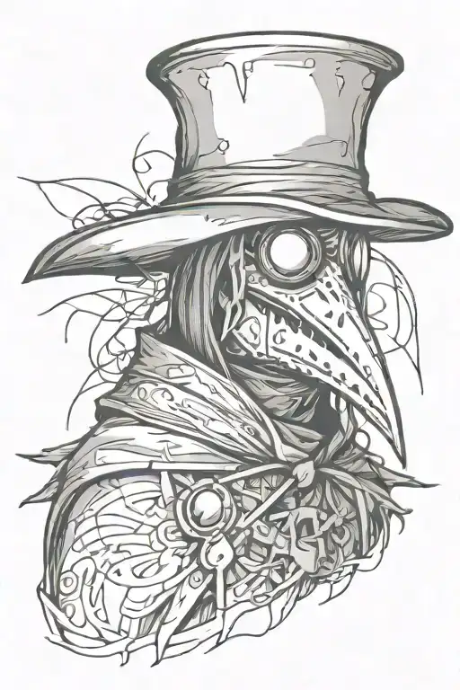Grafitti Style Plague Doctor Seen Front Facing