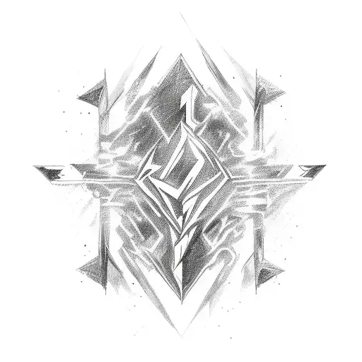 Abstract Lightning Bolt Surrounded By Dark Arts Symbols