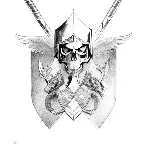 Valkyrie With An Skull And A Shield