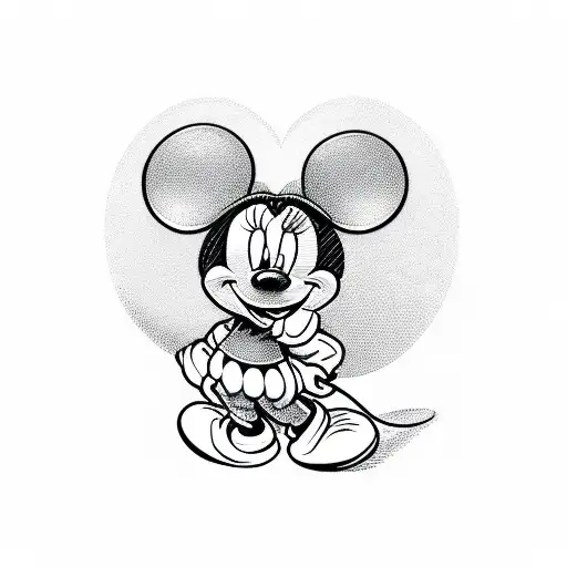 Simple Minnie Mouse Heart Shaped Black And White