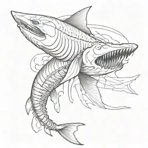 Fish With Its Bones Exposed On Its Side And Wearing A Shark Fin