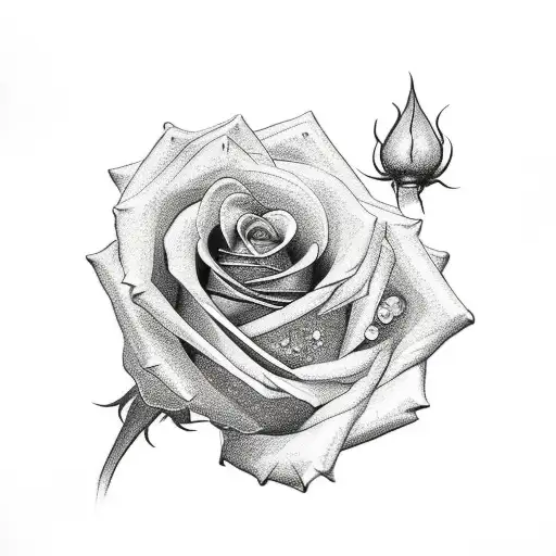 Rose Tattoo With Diamonds