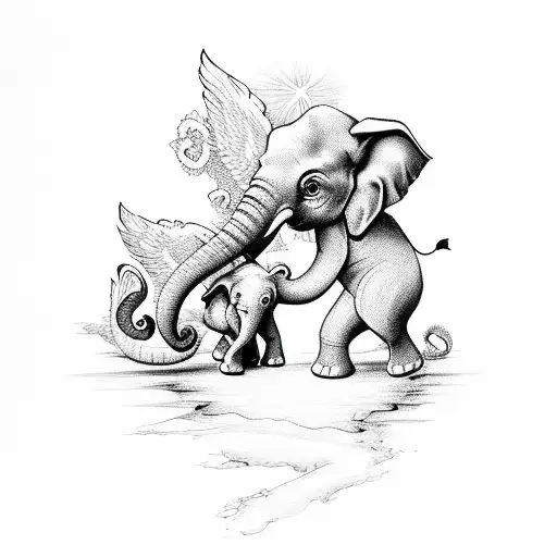 Phoenix With A Baby Elephant