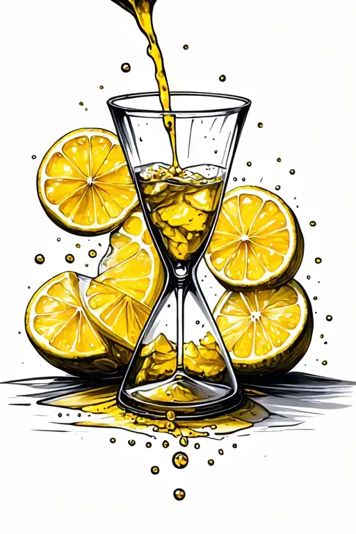 Lemonade Glass Pouring Into Hour Glass With Sand Falling