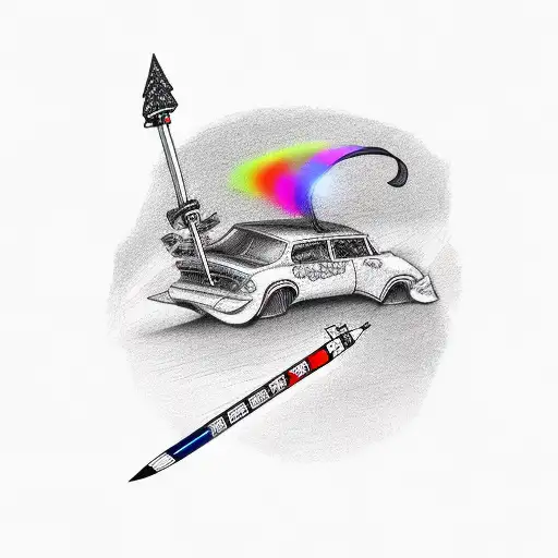 Car Turbo With Suicide Awareness Ribbon And Colors
