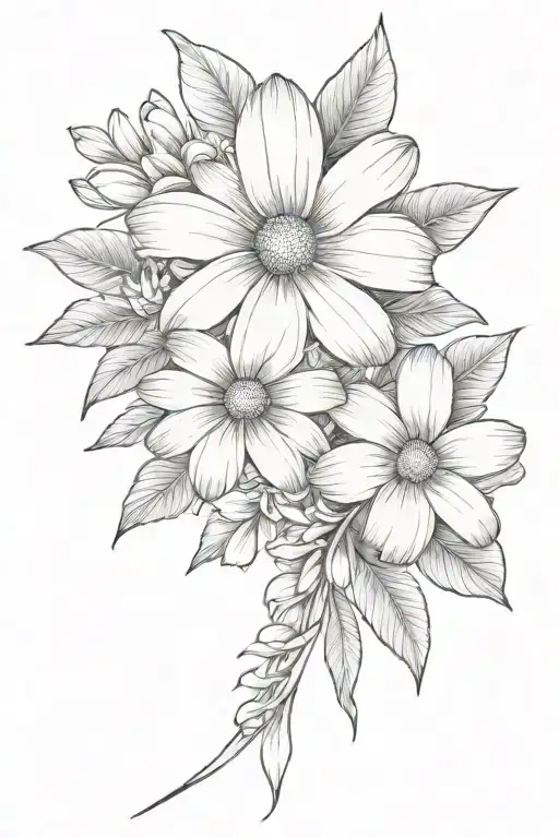 Daisy Flower With Puakenikeni Lei Tattoo Incorporating Plumeria