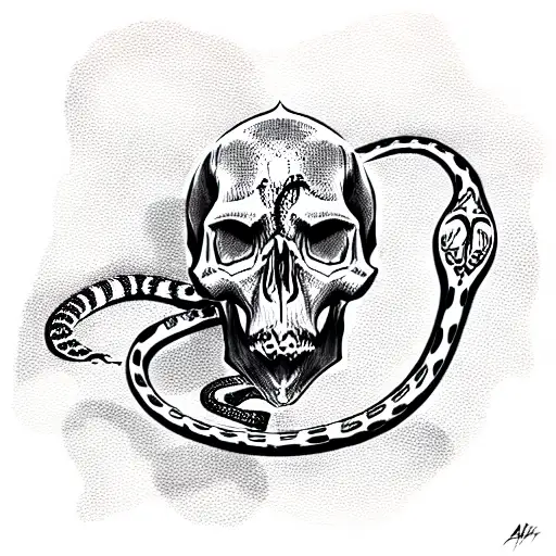 Skull With Snake