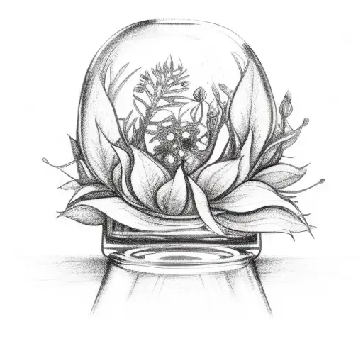 Plant And Flower In A Bottle