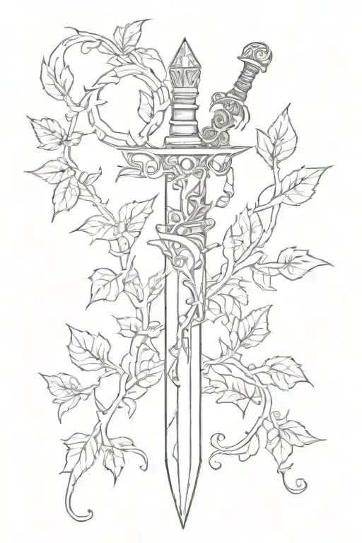 Minimalist Dagger With Vines Wrapping