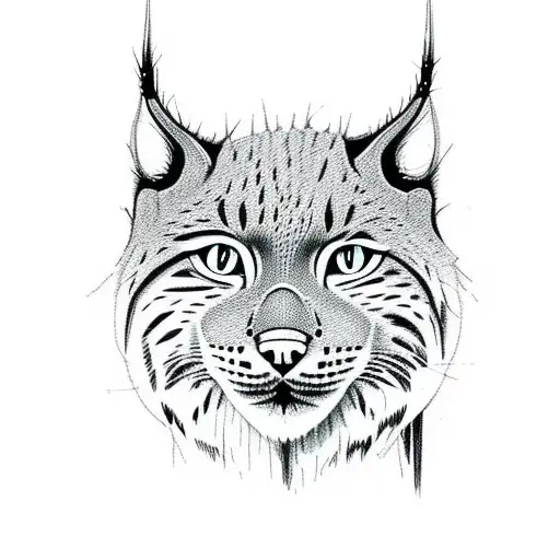 Lynx Mother Sketch Style No Color Tranquil