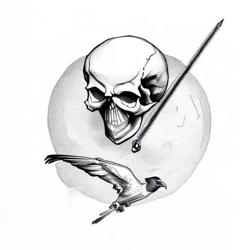 Skull Holding A Crow And A Scale