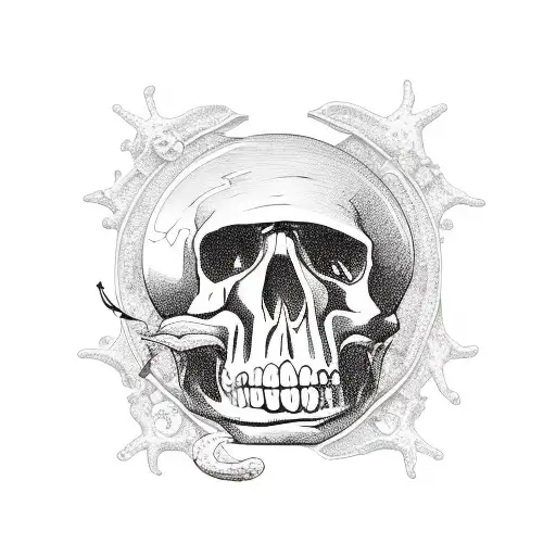 Treasure With Skulls On A Beach