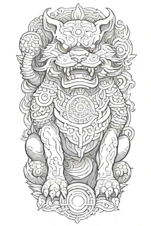 Fu Dog Standing And Holding An Orb